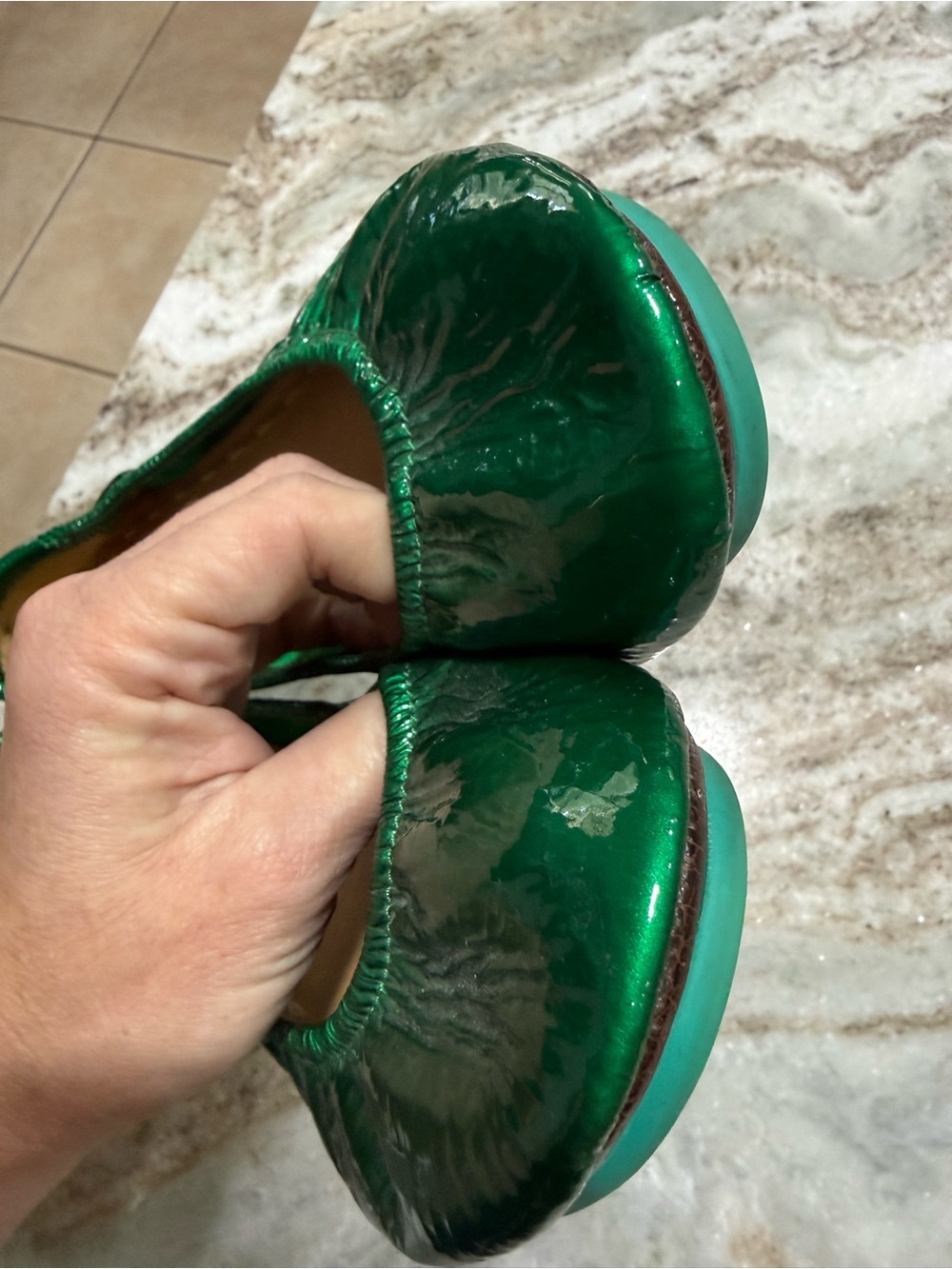 Tieks Emerald Green Patent Leather Ballet Flats - Picture 3 of 5
